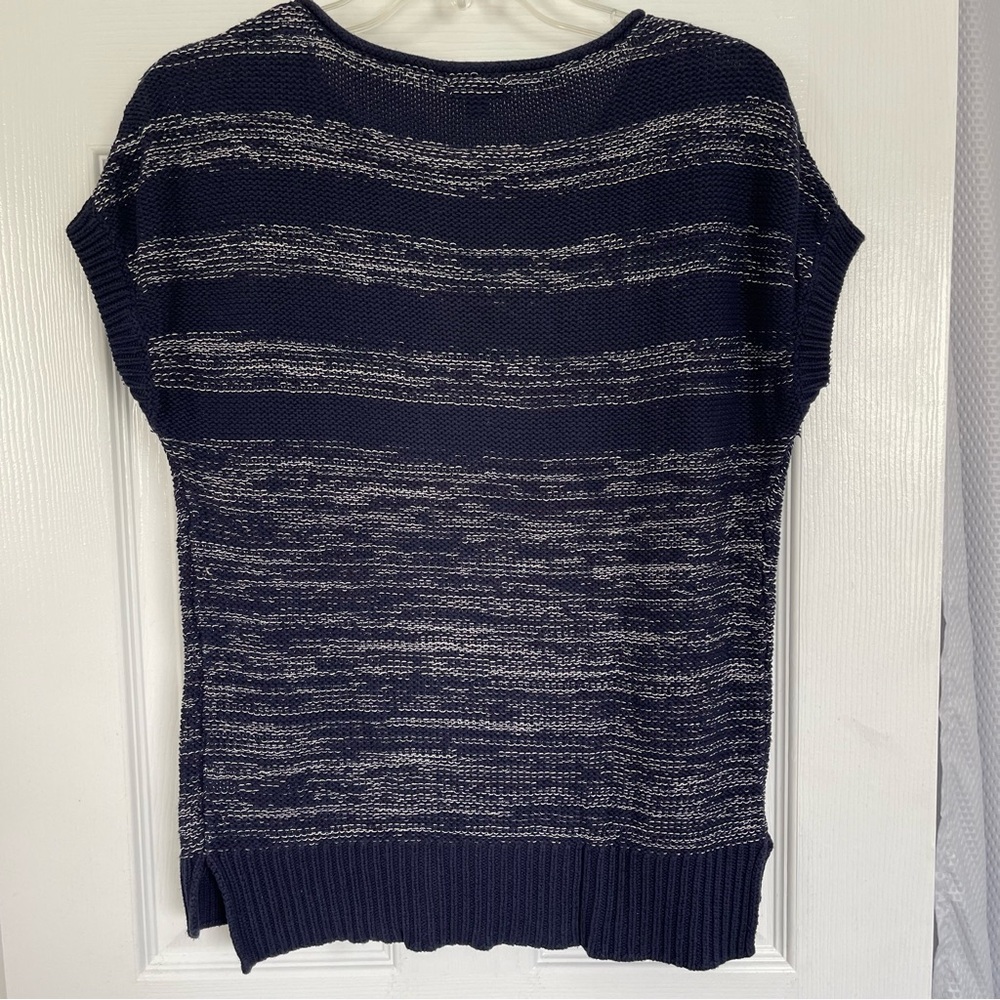 Gap Short Sleeved Sweater XS Navy Blue & Silver Casual Nautical Beach Coastal - Picture 12 of 13